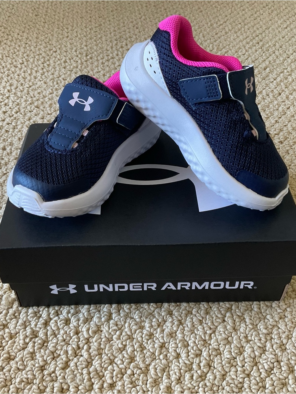 NIB Toddler’s Under Armour Navy Pink Shoes Size 5
